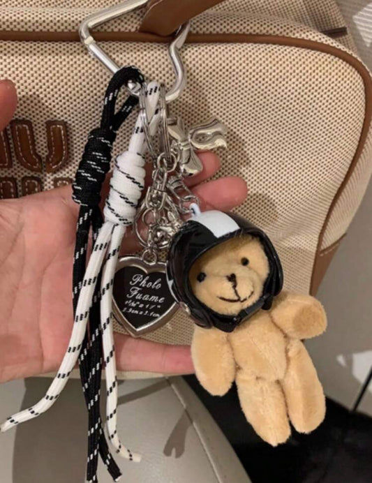 Leather Black Heart/Teddy bag charms