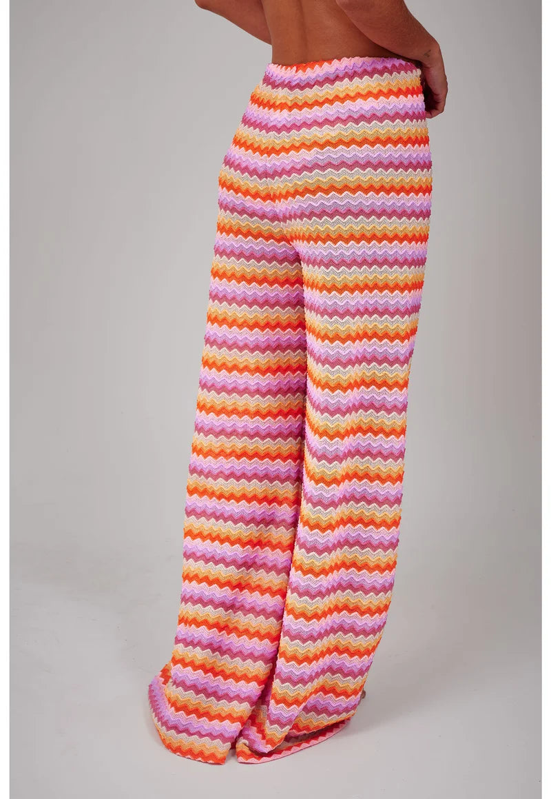 Zigzag knit Colorful Pants