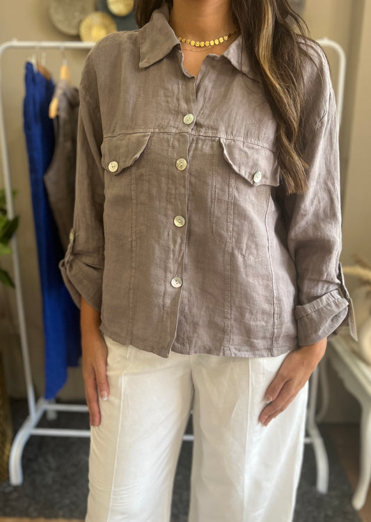 Italian 🇮🇹 Linen Greish Jacket