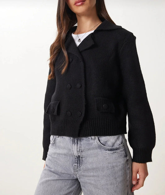 Black Double buttons Cardigan