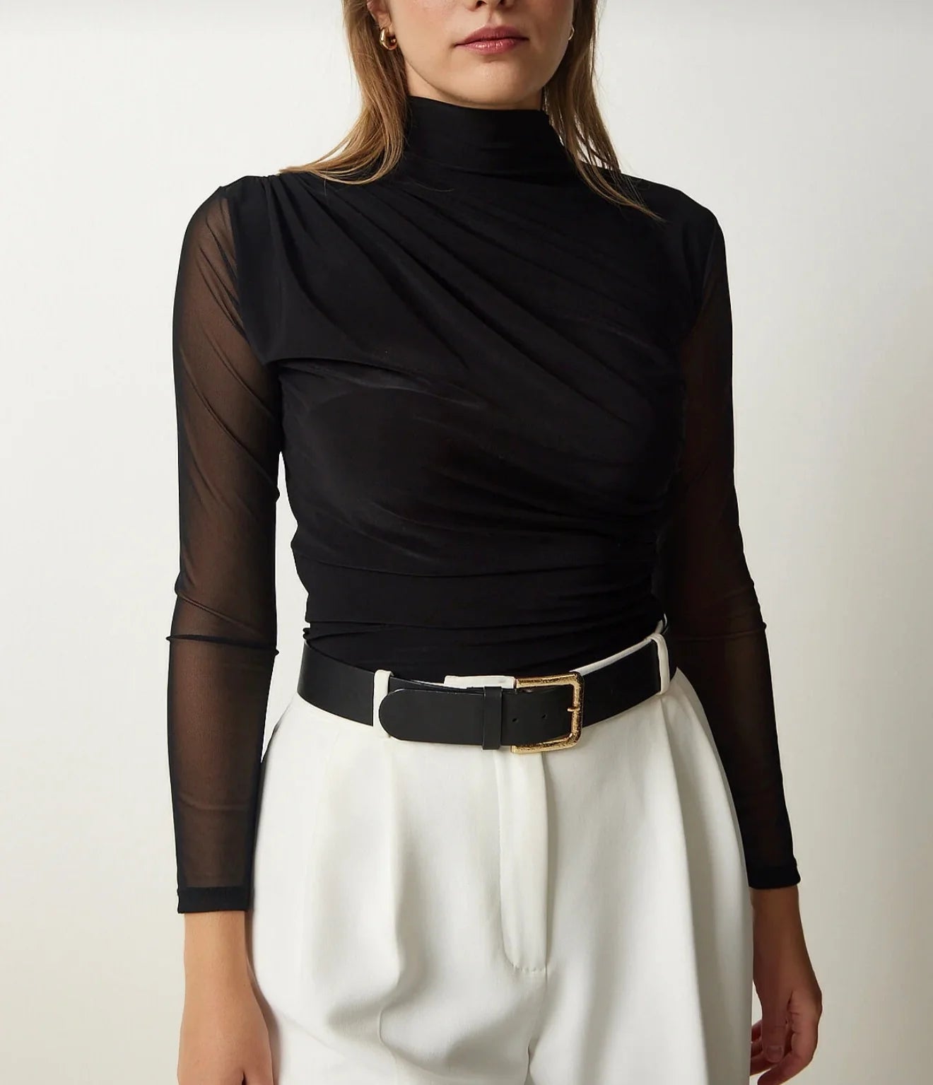 Chiffon sleeve black Top