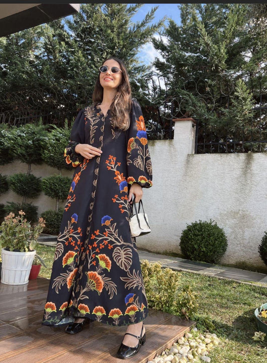 Maxi Crep Cotton Floral Dress