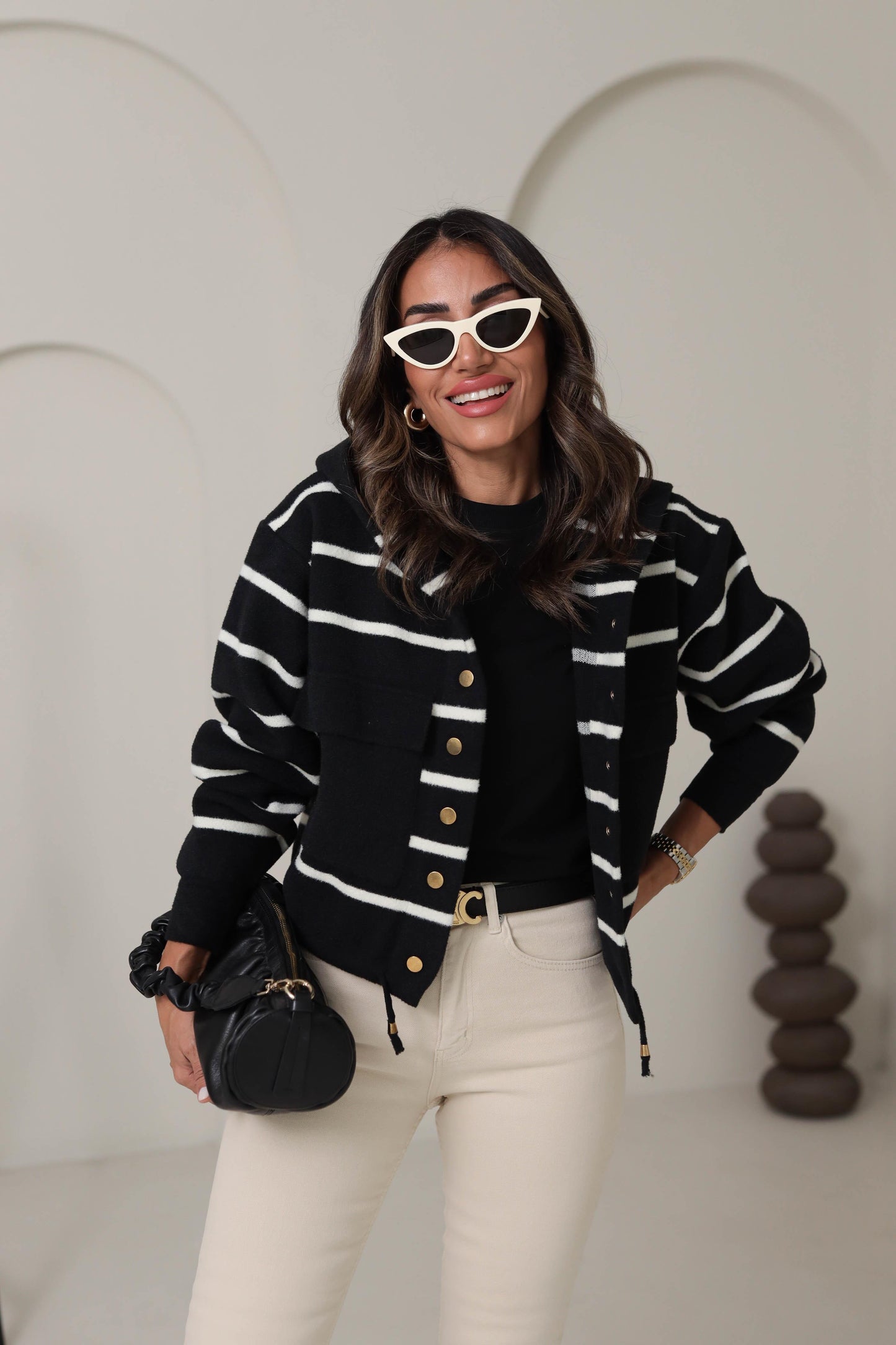 Wool striped Black Jacket