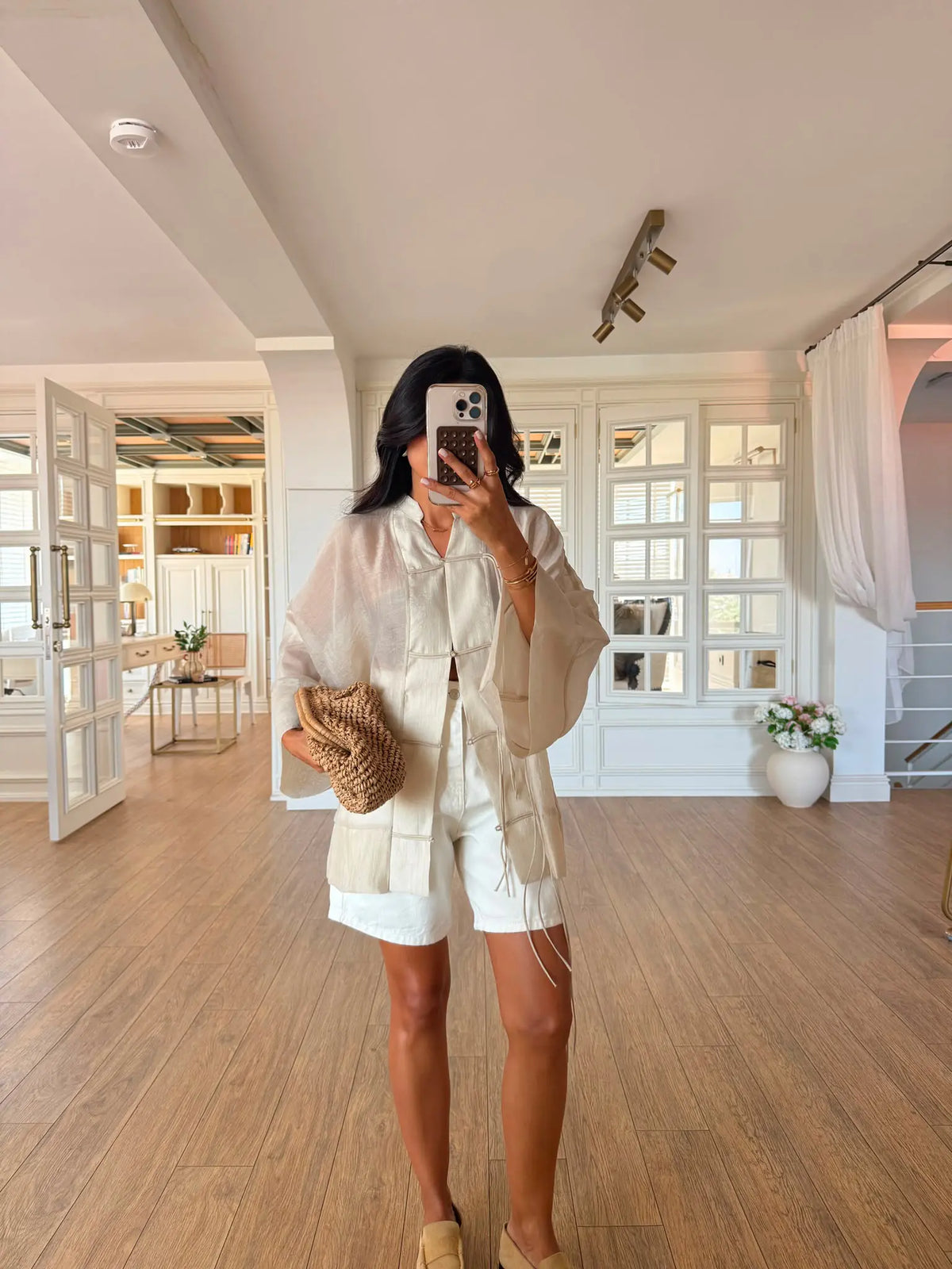 Chinese Style chifon offwhite Blouse