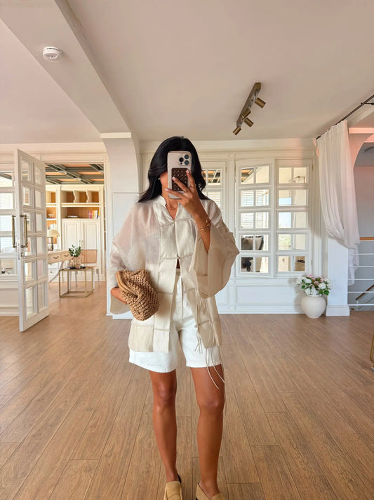 Chinese Style chifon offwhite Blouse