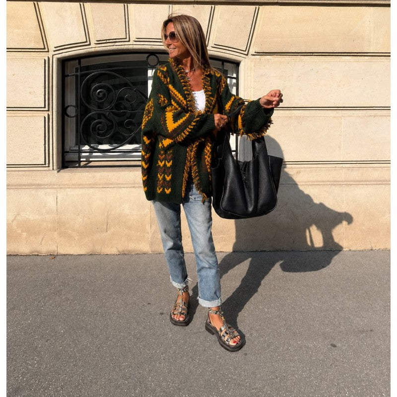 Green Mustard Wool Cardigan