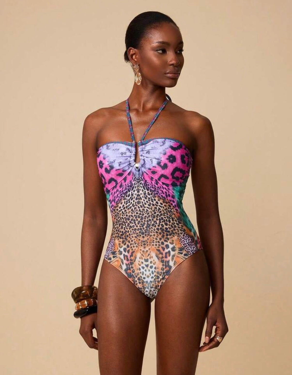 Leopard Print One Piece Swimsuit