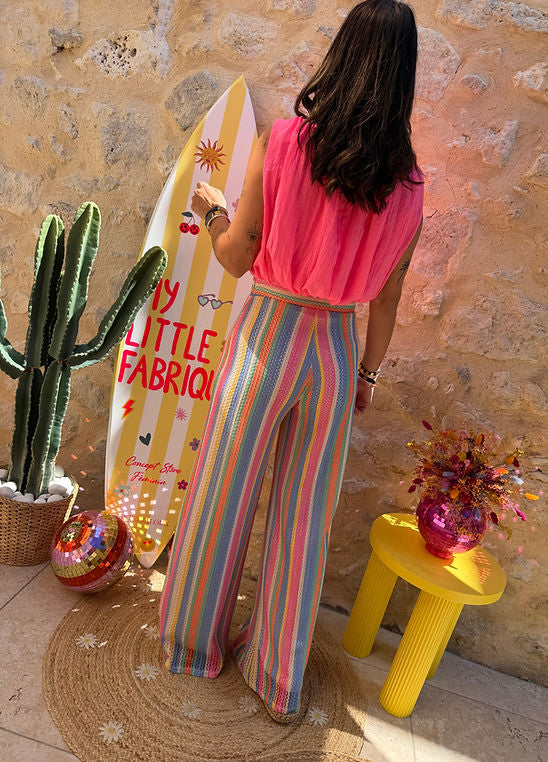 Knit Colorful Wide Leg Pants