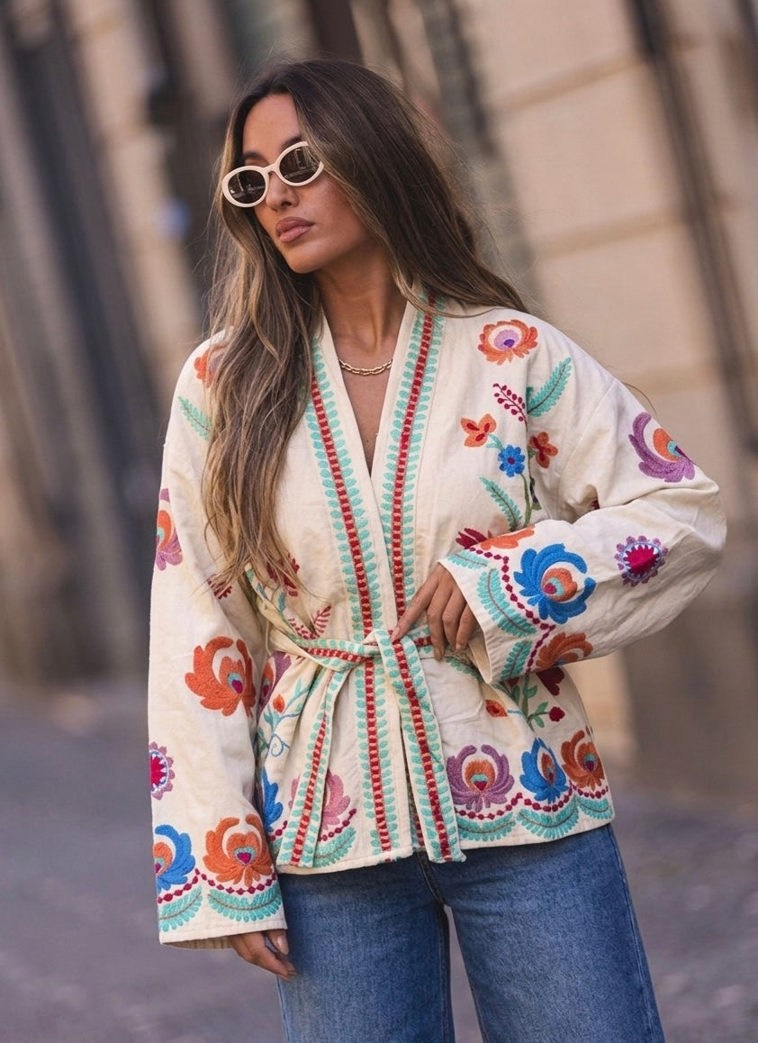 Floral Offwhite Cardigan