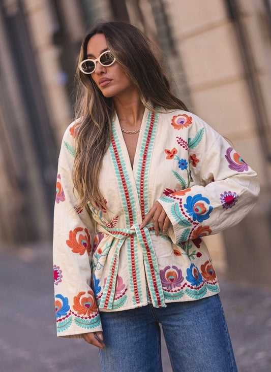 Floral Offwhite Cardigan
