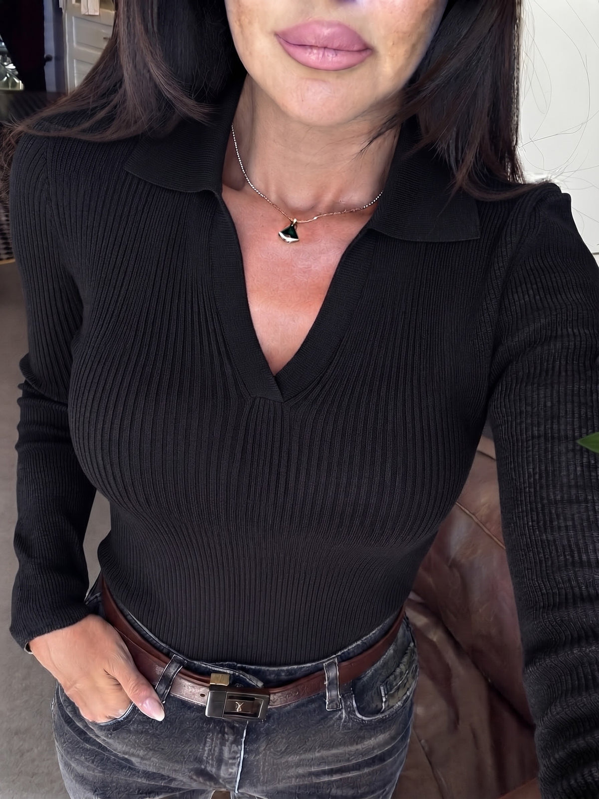Knitted V Neck Pullover