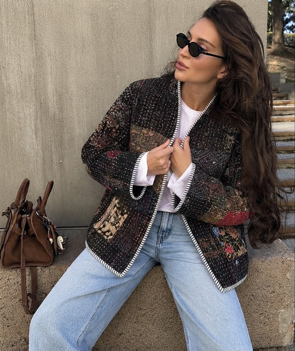 Black Indian Patchwork Jacket