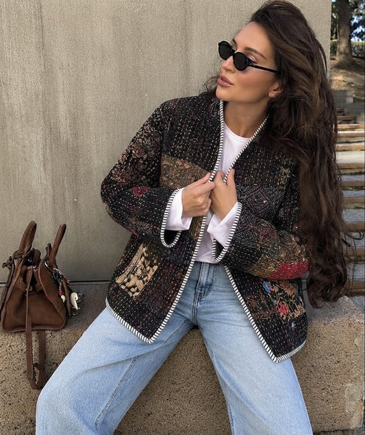 Black Indian Patchwork Jacket