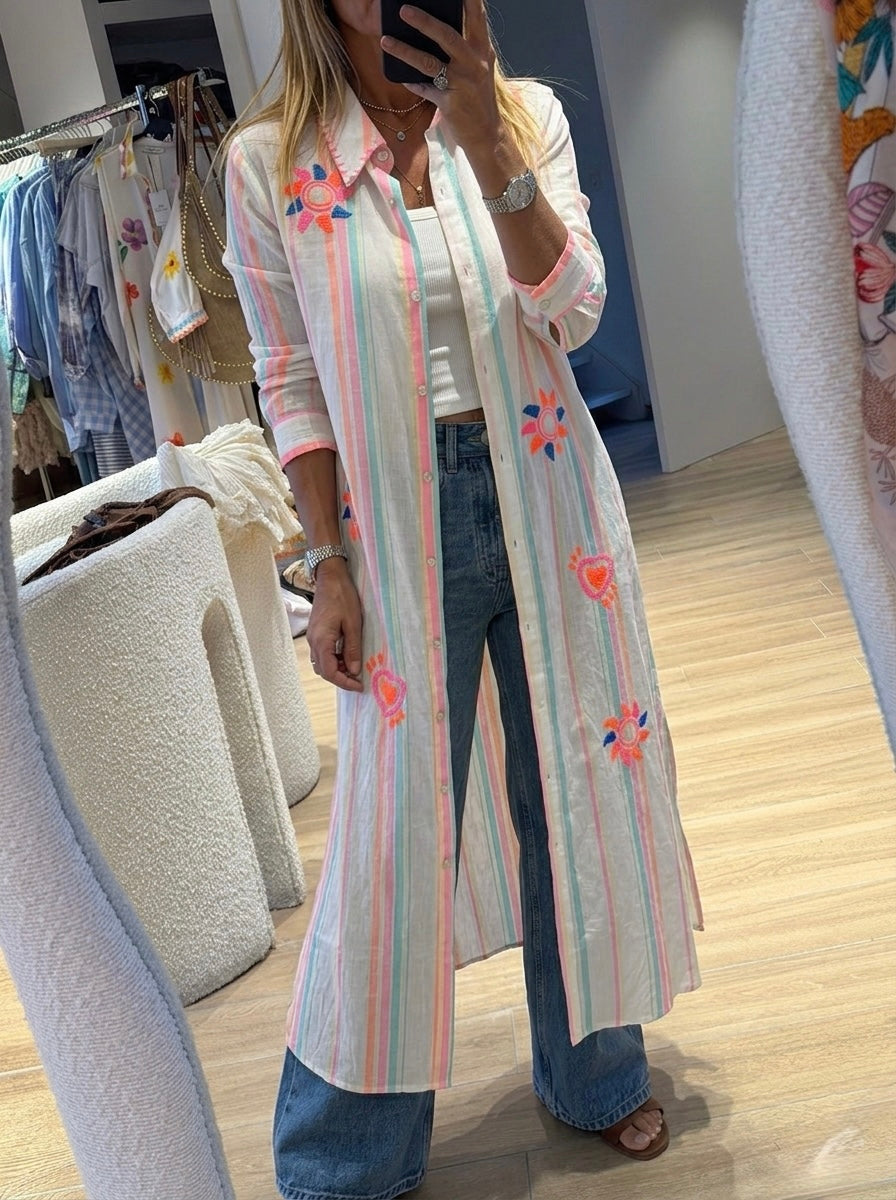 Midi Embroidery Shirt Dress