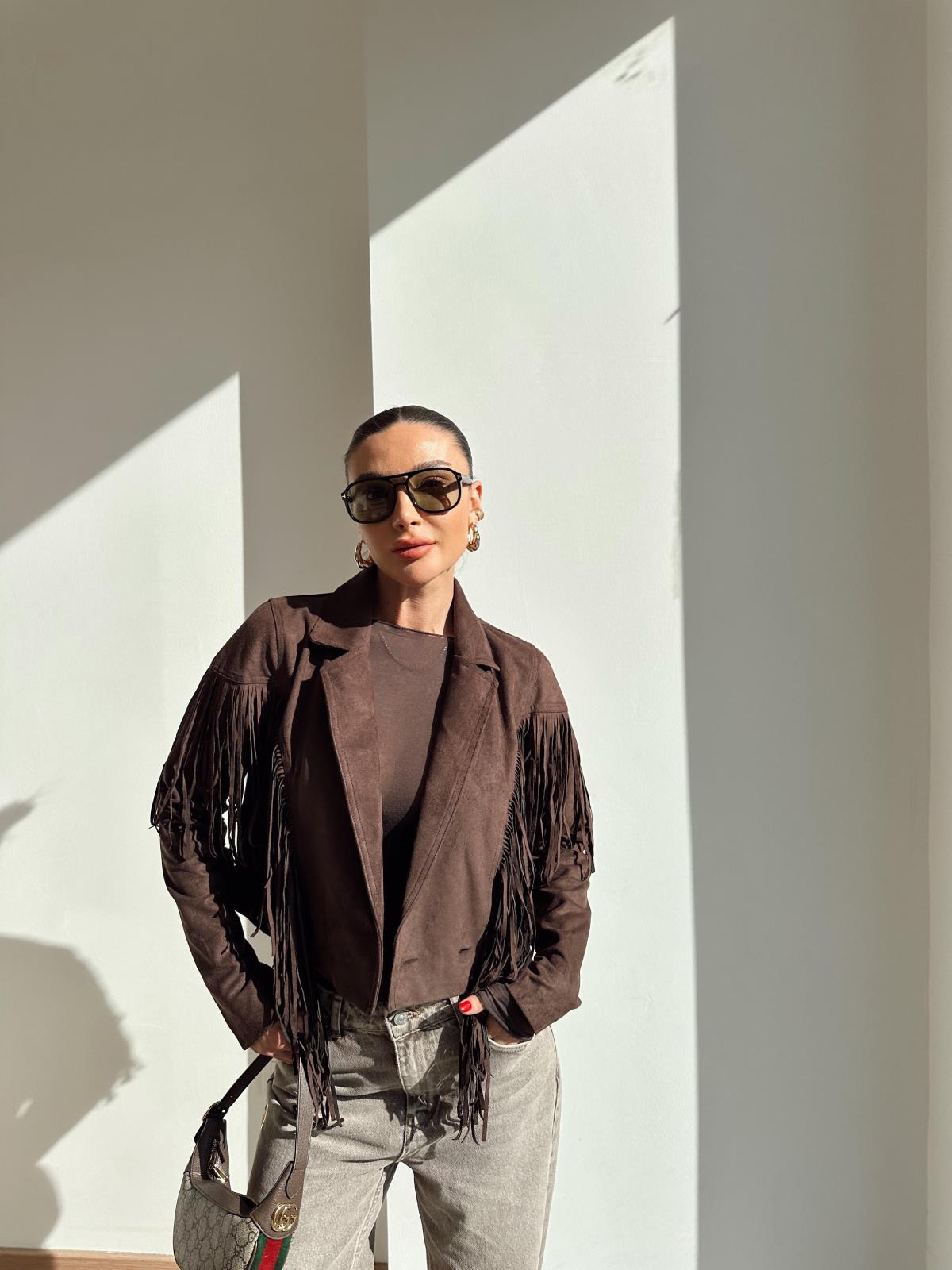 Premium Brown Suede fringes Jacket