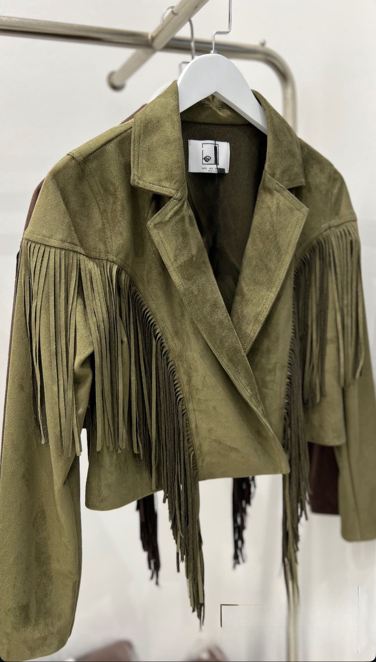 Premium olive Suede fringes Jacket