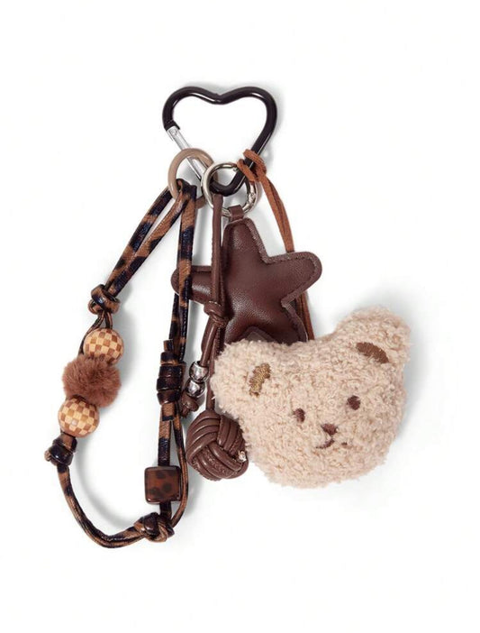 Leather star & bear bag charms