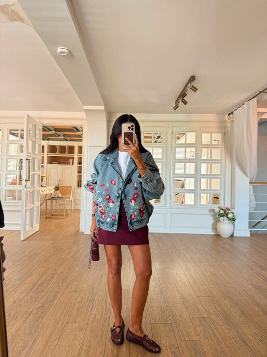 Oversized Denim Embroidery Jacket