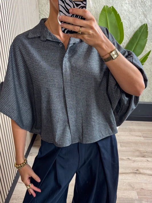 Grey balloon Sleeves Shirt