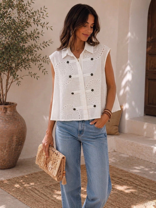 Eyelet double buttons White Gillet