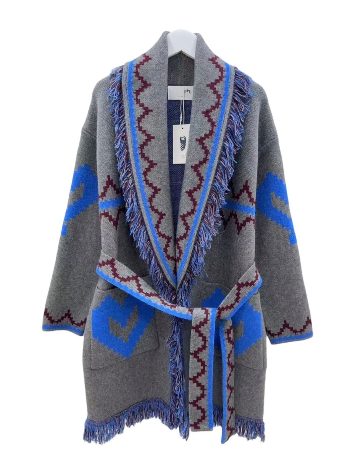 Grey Blue Wool Cardigan