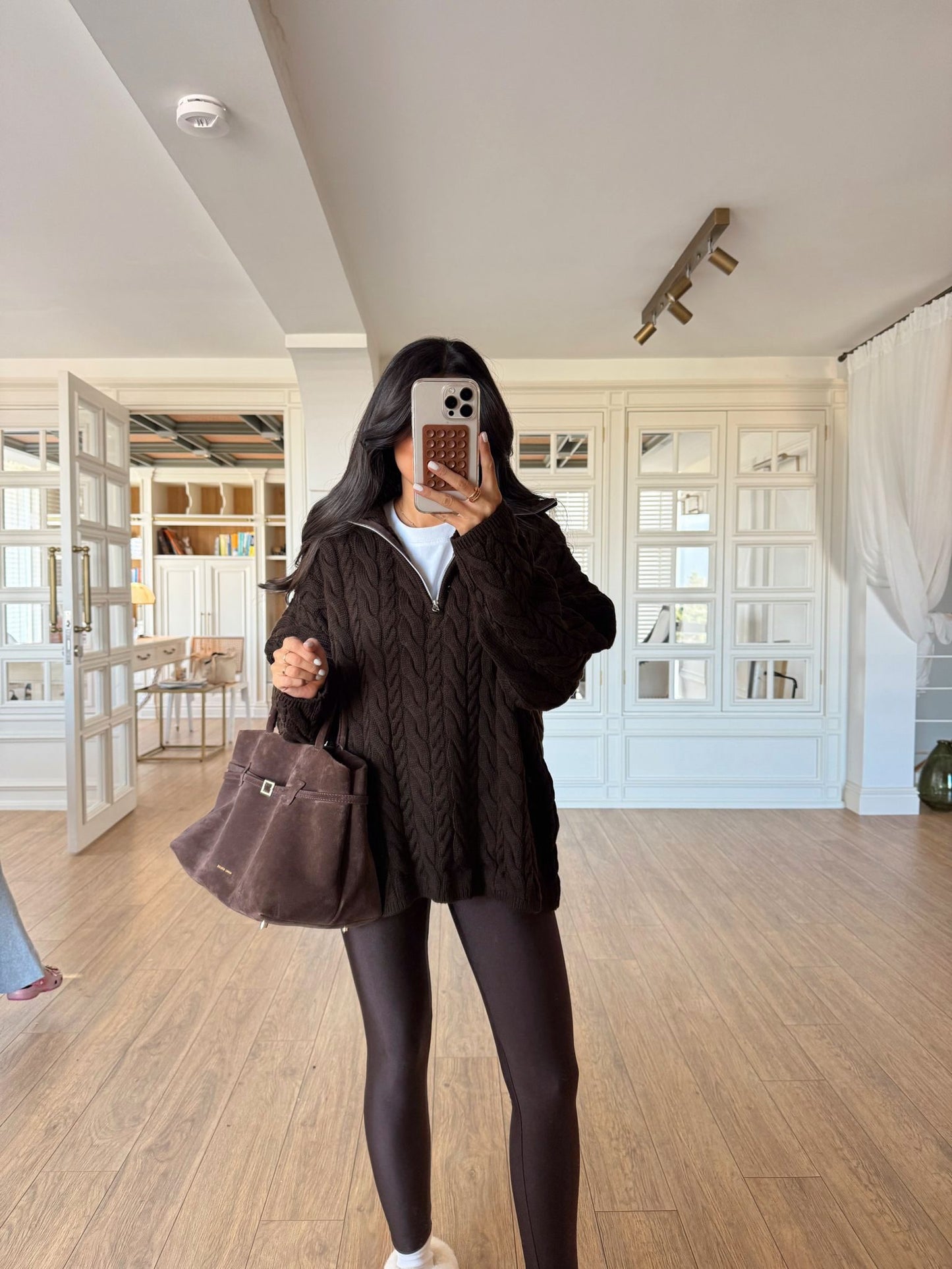 Braided Brown Oversized Sweater