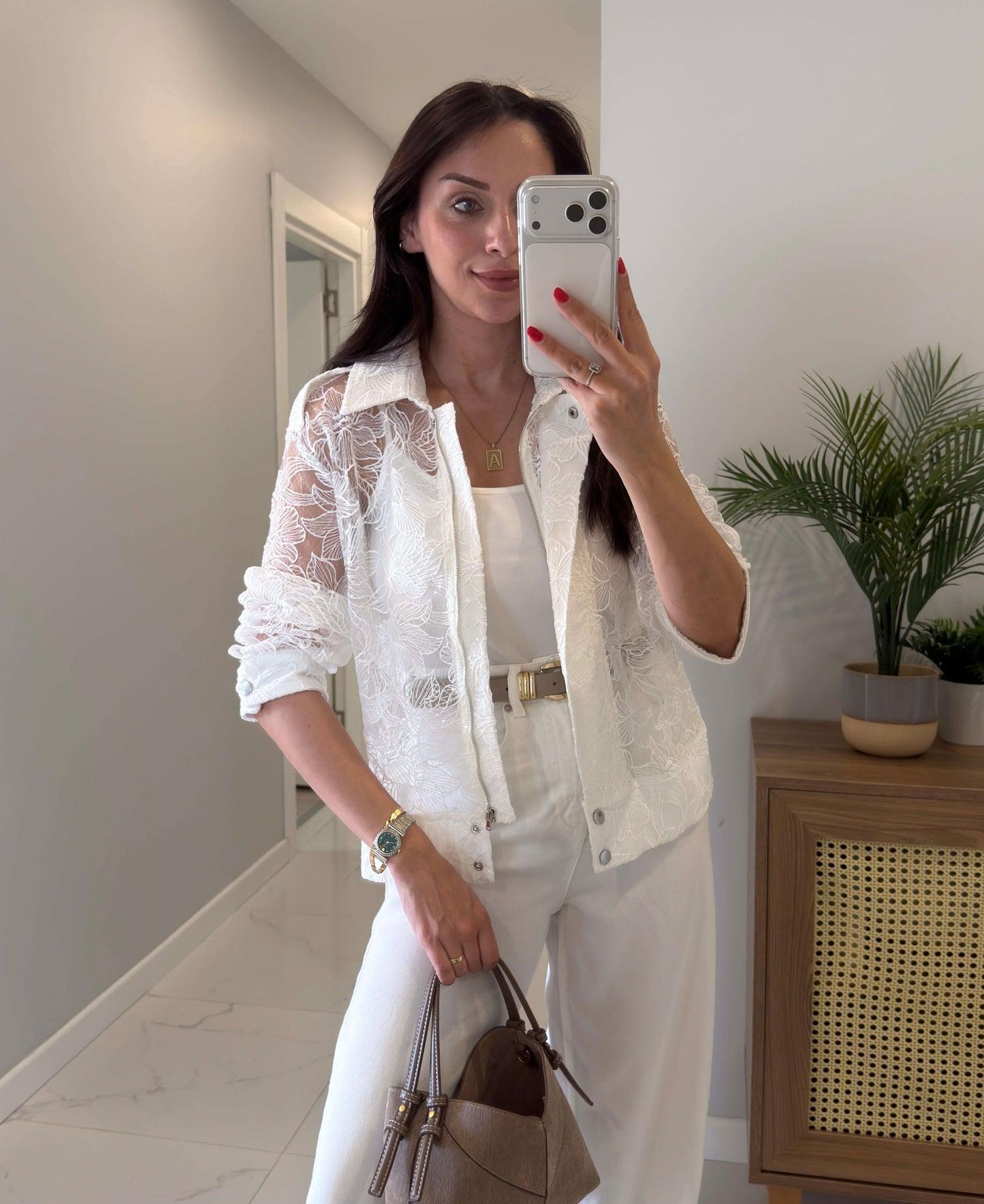 lace White Jacket with Undershirt