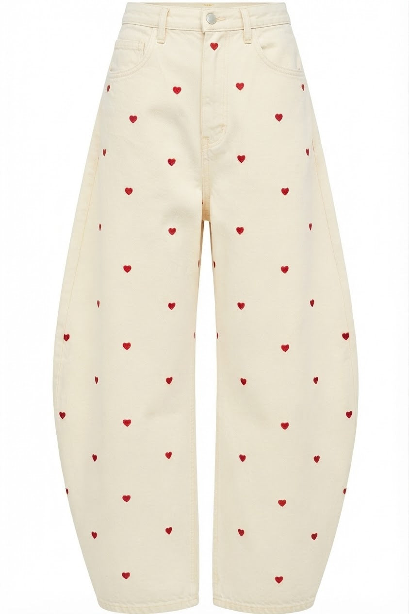Offwhite Barrel Denim with hearts