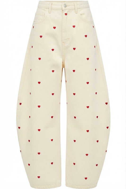 Offwhite Barrel Denim with hearts