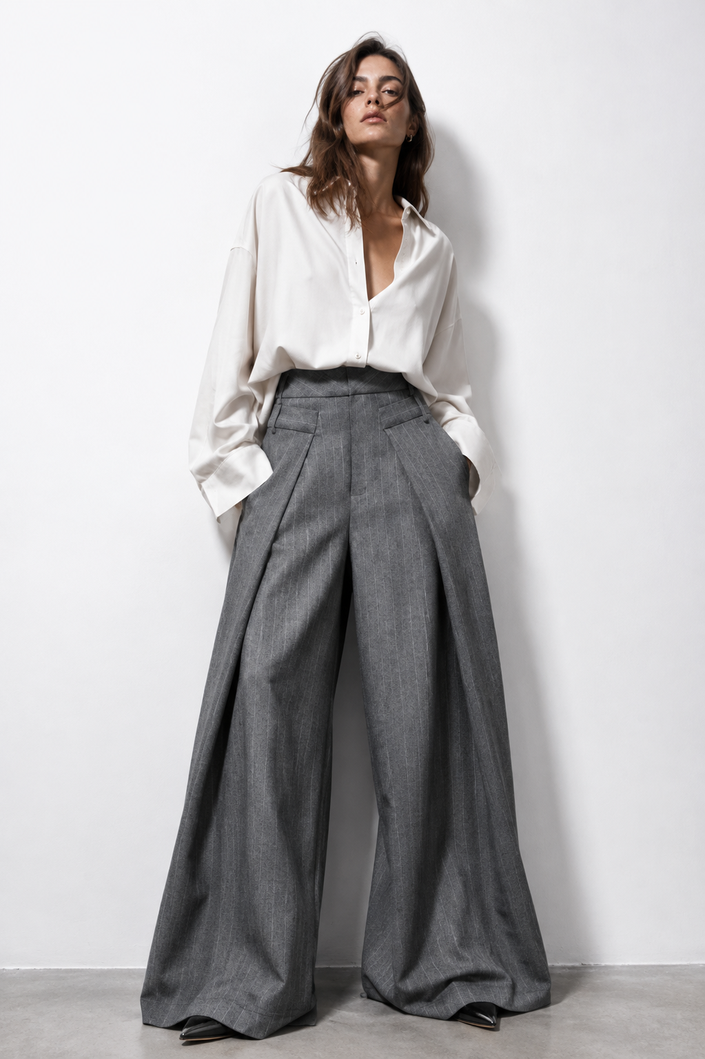 Wide Leg Grey Pants