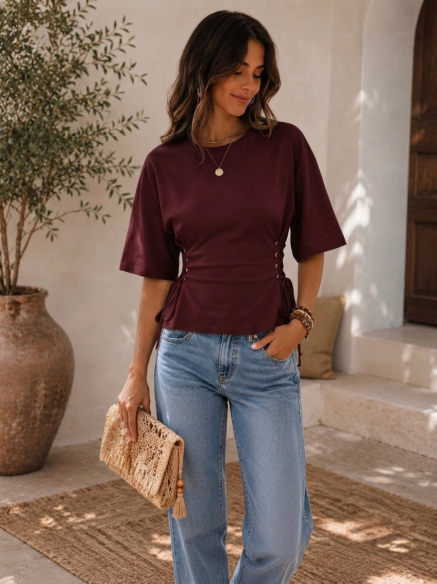 Cotton Criss Cross Tshirt