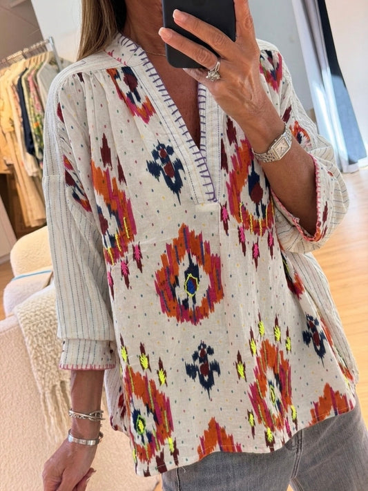 White Hand Embroidery Shirt