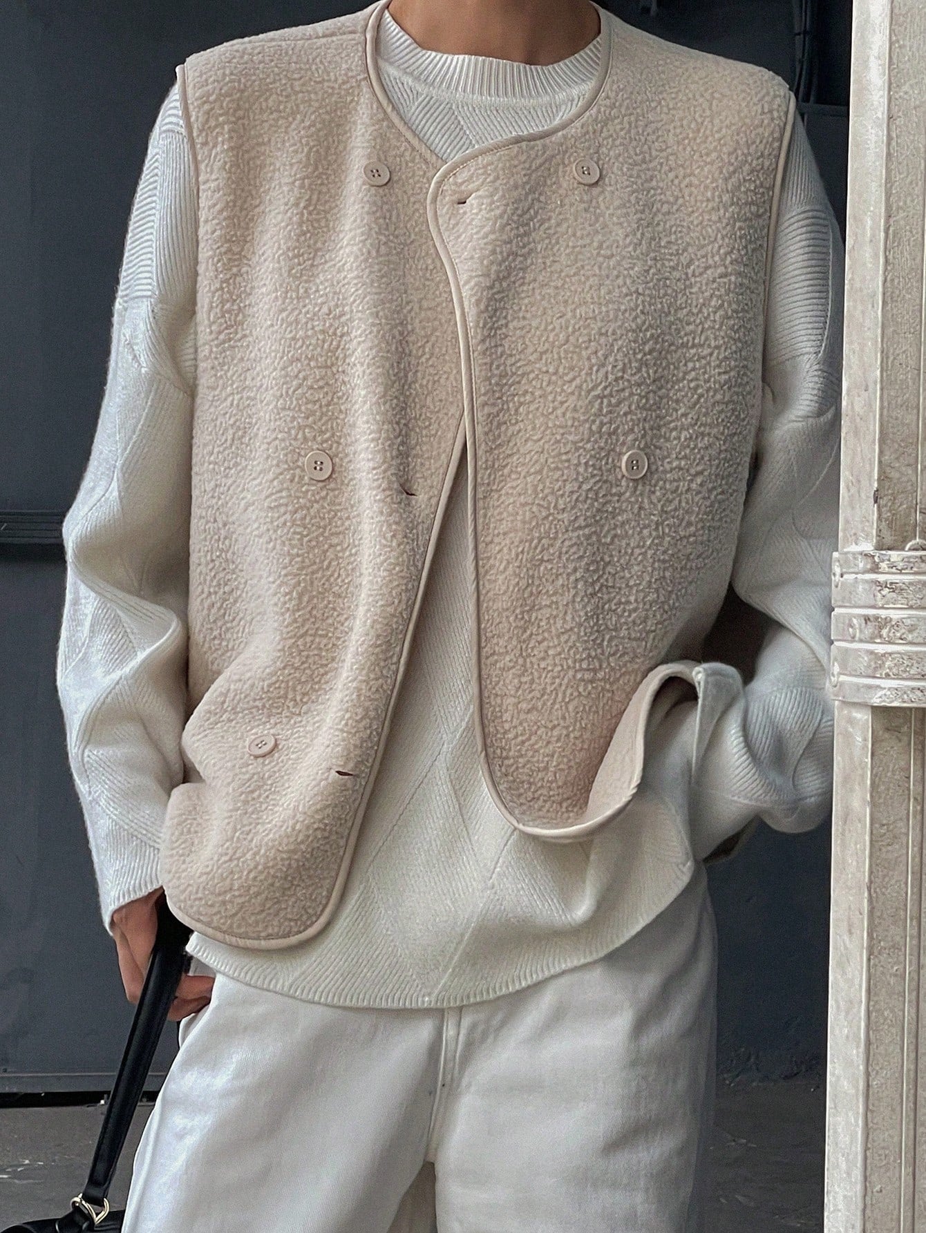 Casual shearling sleevless Jacket