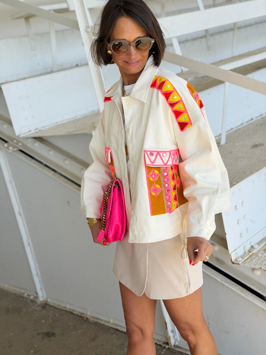 OffWhite Denim Embroidered Jacket