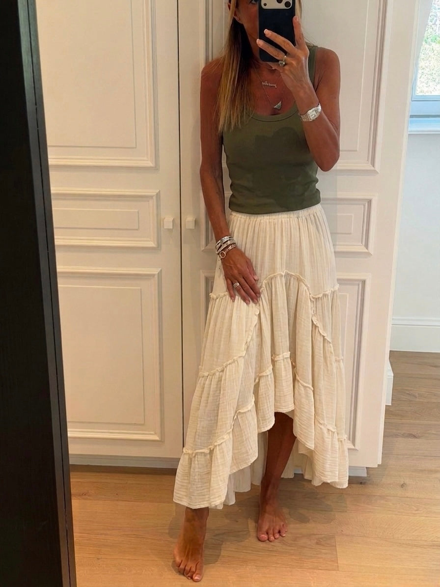 Offwhite asymmetrical muslin skirt