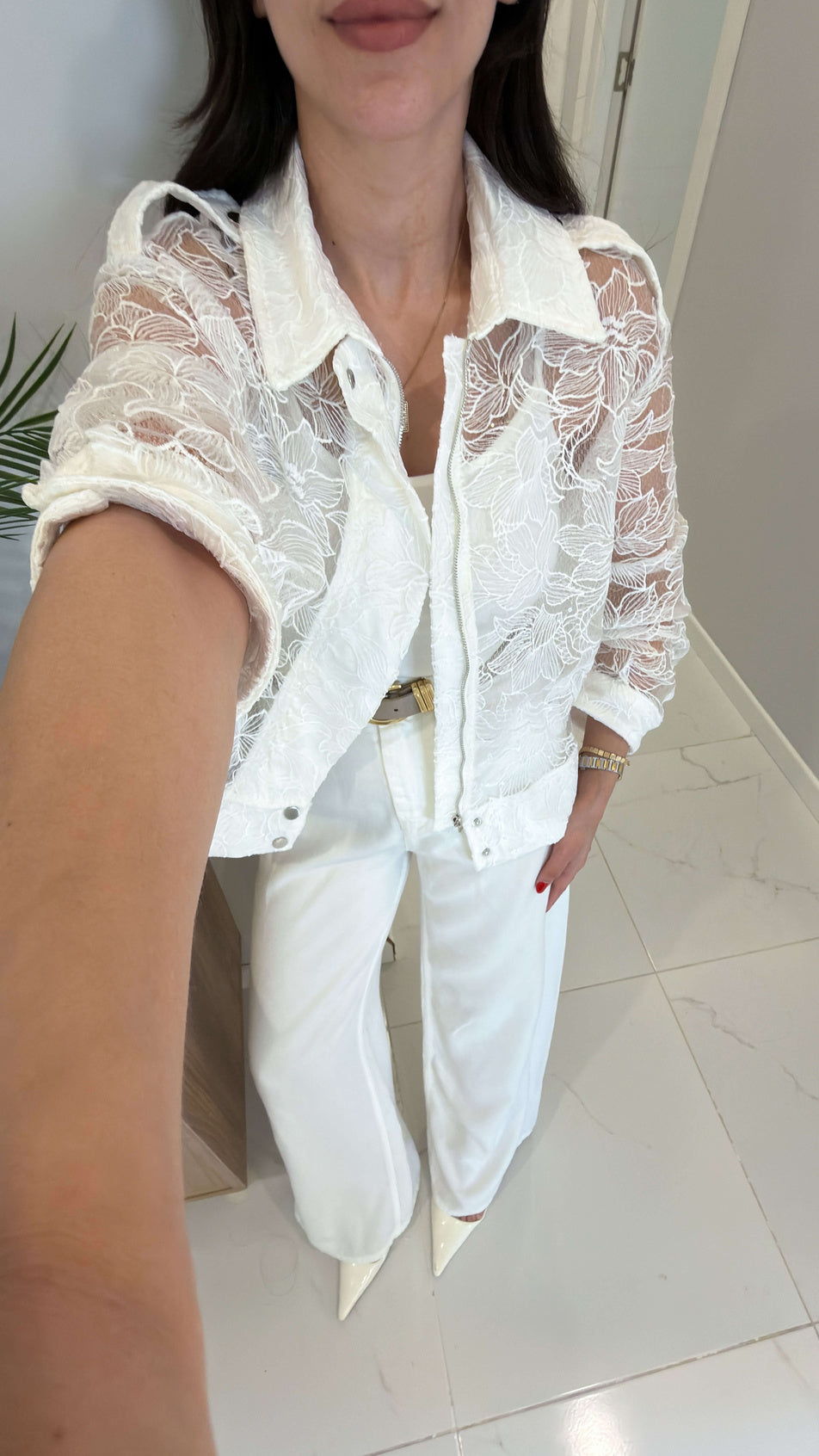 lace White Jacket with Undershirt