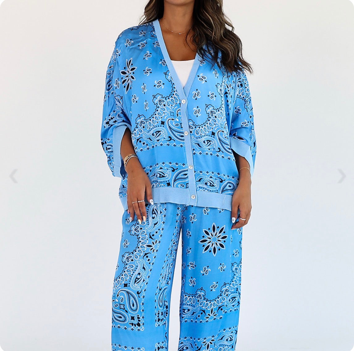 Blue Satin Bandana Set