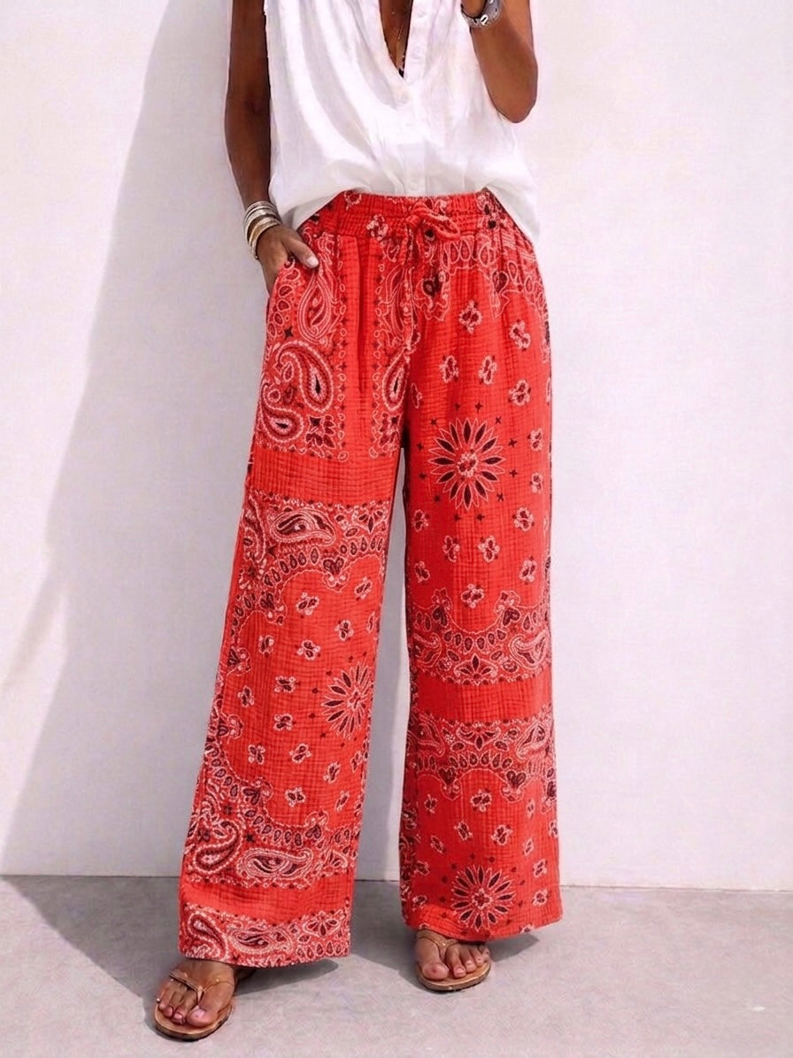 Bandana Print Cotton Pants