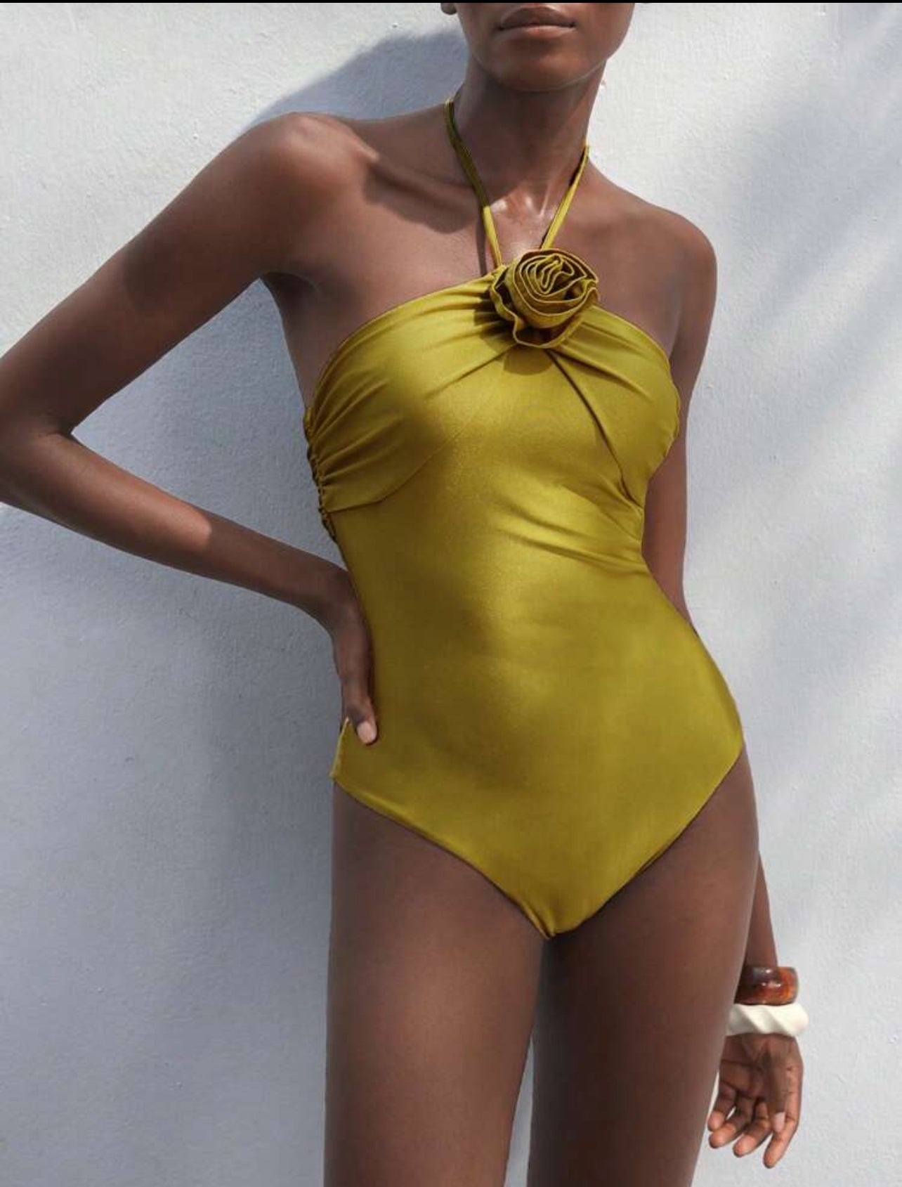 Gold floral One Piece Swimsuit
