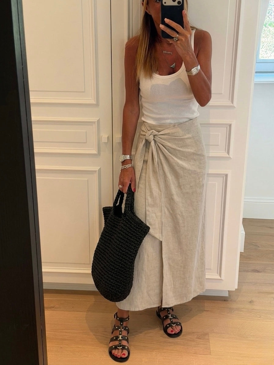 Wrapped Beige linen Pants