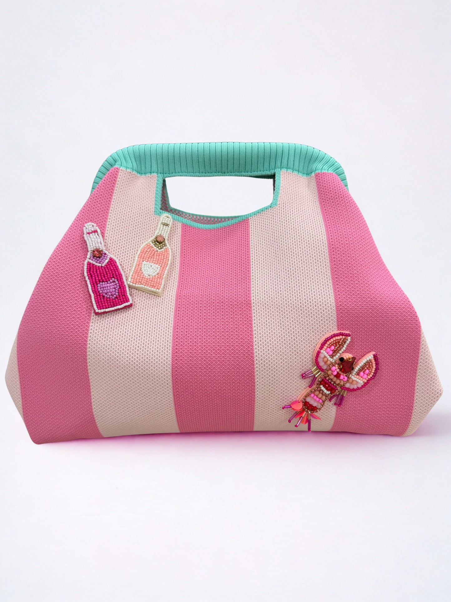Lobester Striped Embellishments Clutch