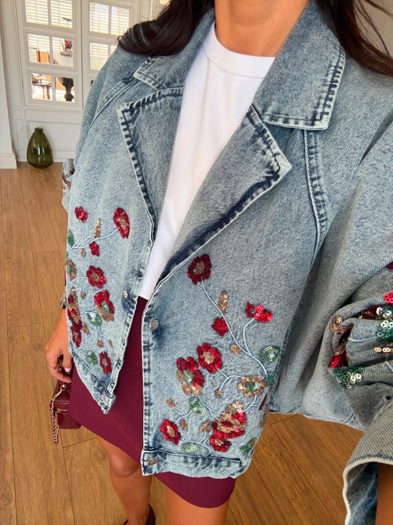 Oversized Denim Embroidery Jacket
