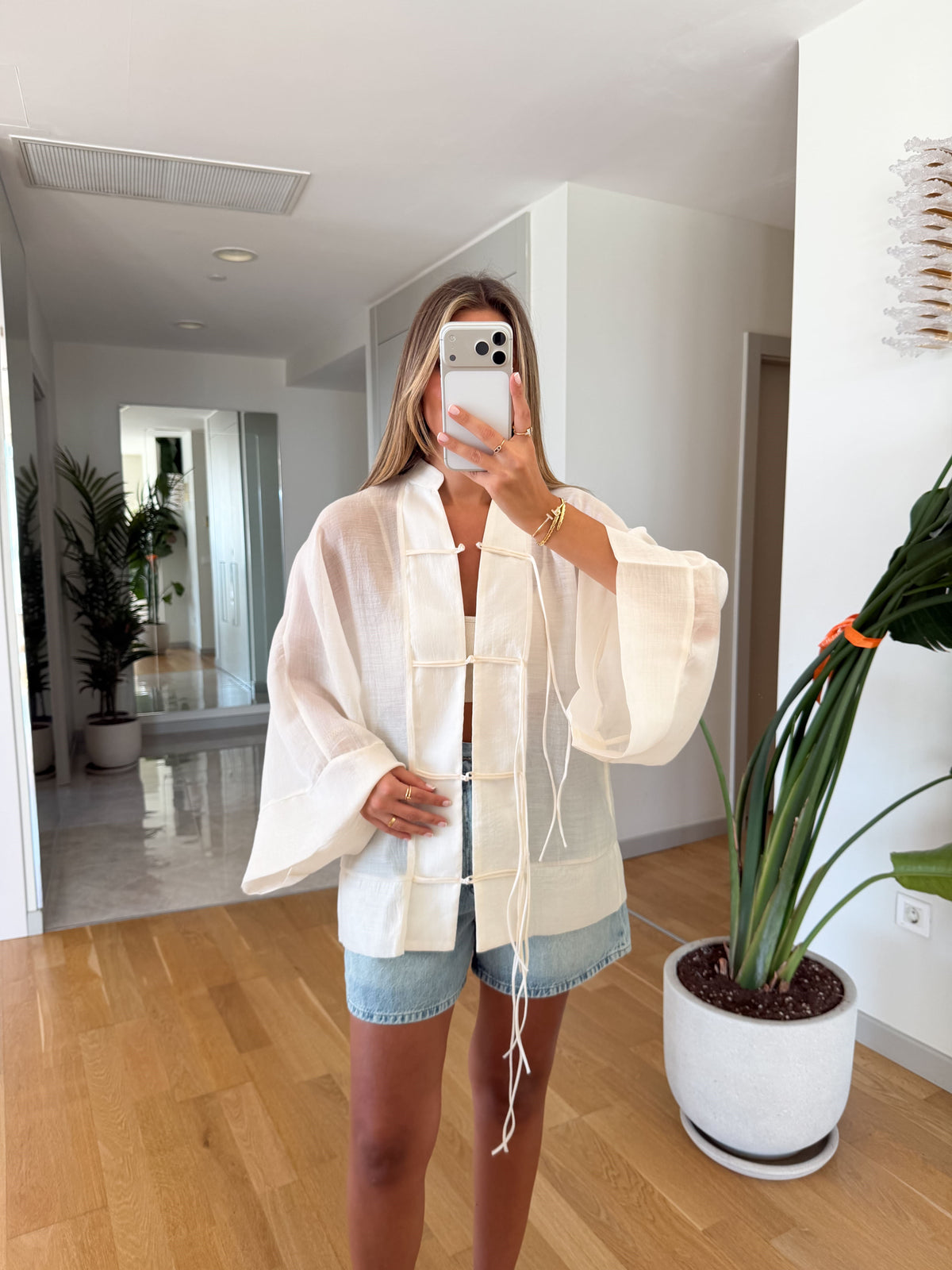 Chinese Style chifon offwhite Blouse