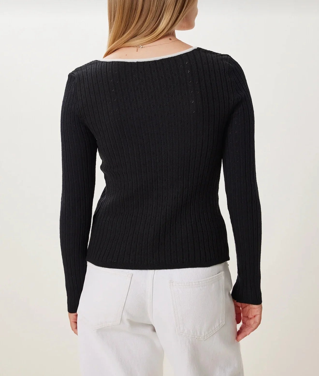 Stripe tie-up knitwear cardigan