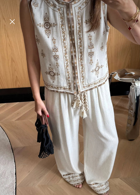 Embroidered Beige Set