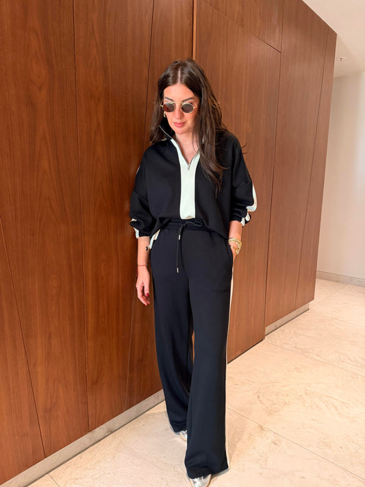 Black Thick Cotton Tracksuit