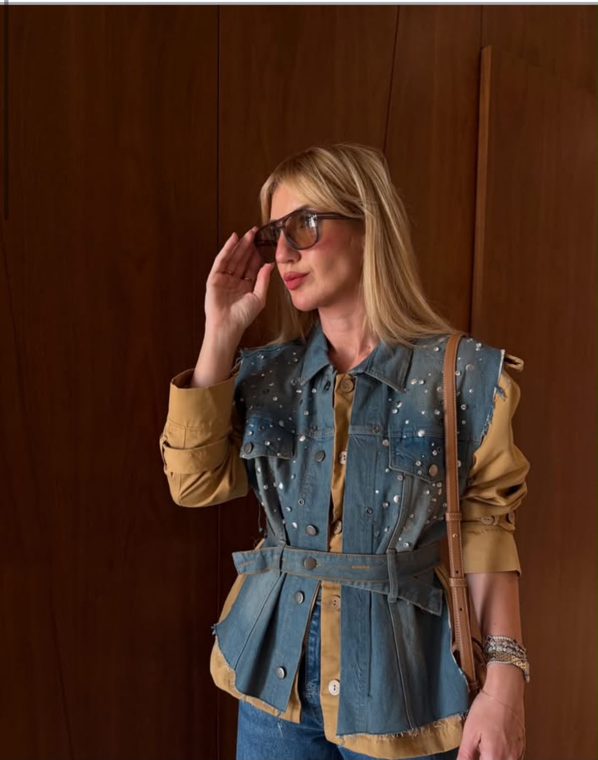 Denim studded Jacket