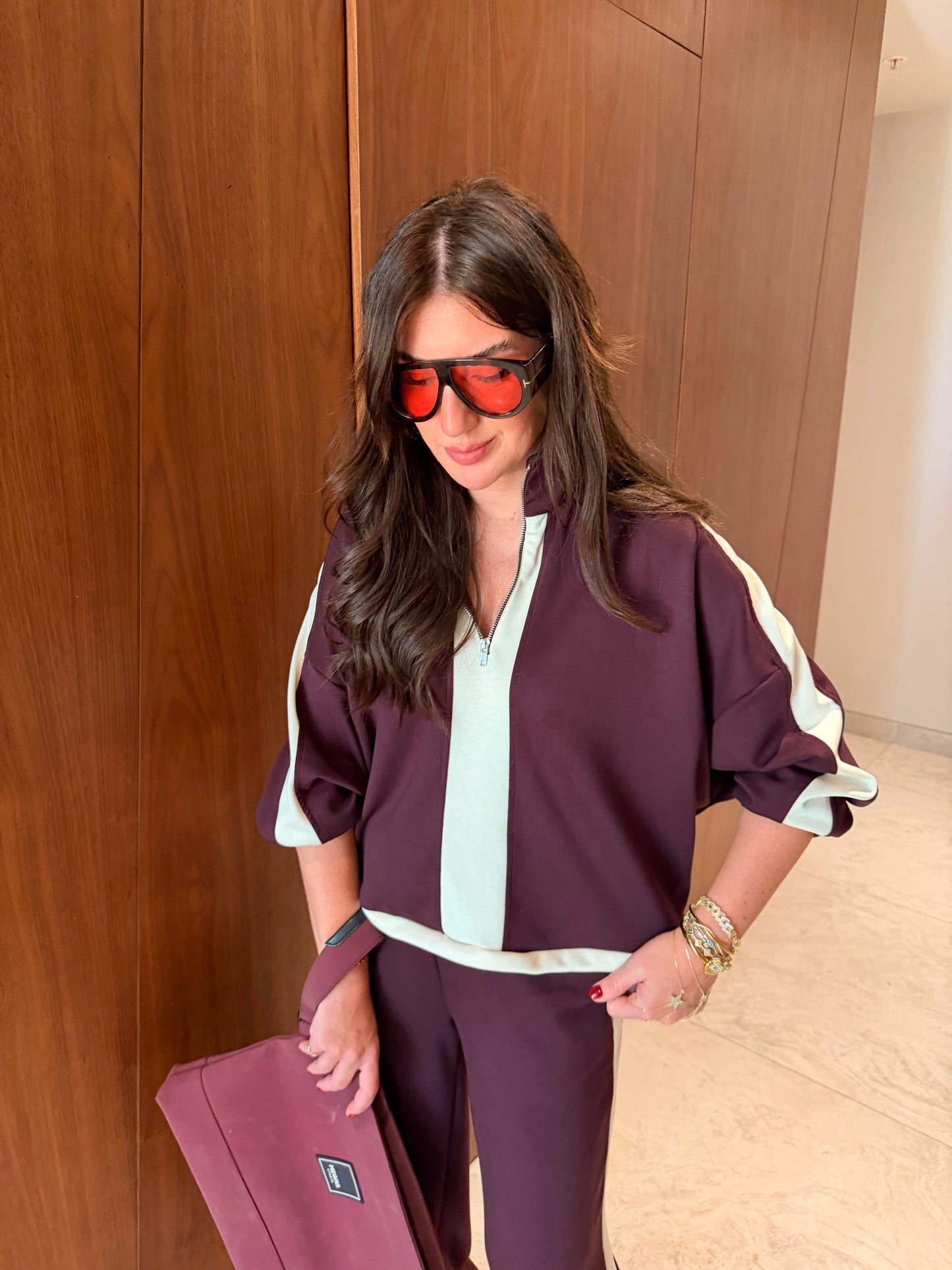 Burgundy Thick Cotton Tracksuit