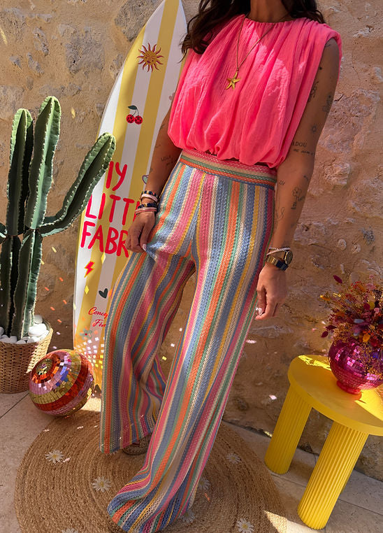 Knit Colorful Wide Leg Pants