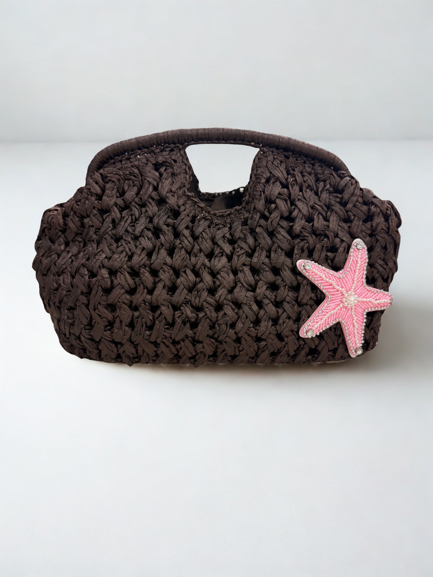 Brown Straw Star fish Clutch